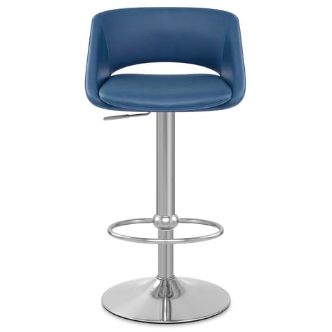 Kansas Brushed Steel Stool Blue