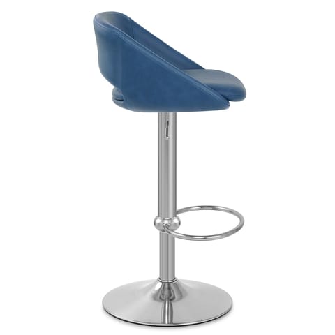 Kansas Brushed Steel Stool Blue