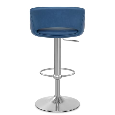 Kansas Brushed Steel Stool Blue