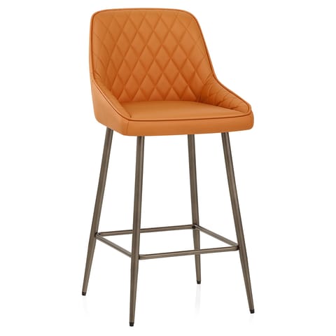 Brisbane Real Leather Stool Orange