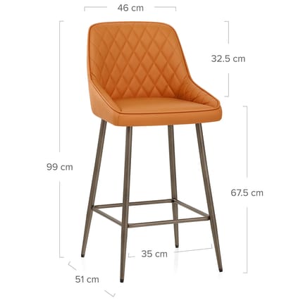 Brisbane Real Leather Stool Orange Dimensions