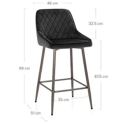 Brisbane Bar Stool Black Velvet Dimensions