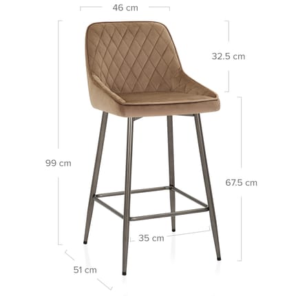 Brisbane Bar Stool Brown Velvet Dimensions