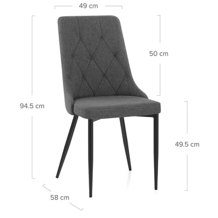 Phoebe Dining Chair Charcoal Fabric Dimensions