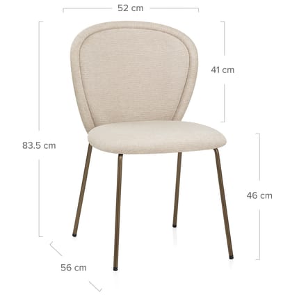 Isabella Dining Chair Beige Fabric Dimensions