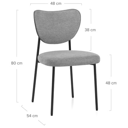 Tosca Dining Chair Grey Fabric Dimensions