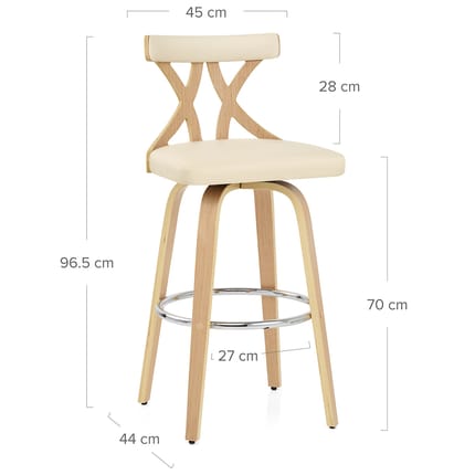 Nash Stool Wood & Cream Dimensions