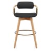 Electra Oak Real Leather Stool Black