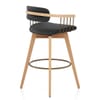 Electra Oak Real Leather Stool Black