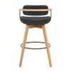 Electra Oak Real Leather Stool Black