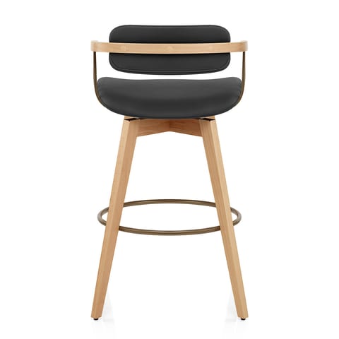 Electra Oak Real Leather Stool Black