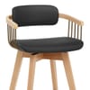 Electra Oak Real Leather Stool Black