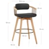 Electra Oak Real Leather Stool Black