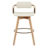 Electra Oak Real Leather Stool Cream