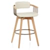 Electra Oak Real Leather Stool Cream