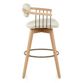 Electra Oak Real Leather Stool Cream