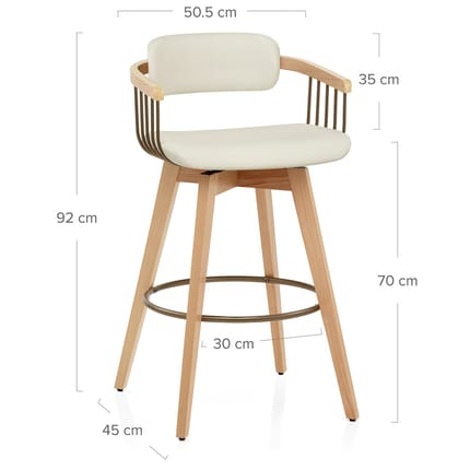 Electra Oak Real Leather Stool Cream Dimensions