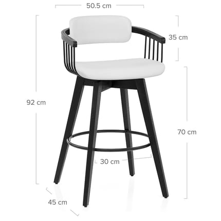 Electra Real Leather Stool White Dimensions