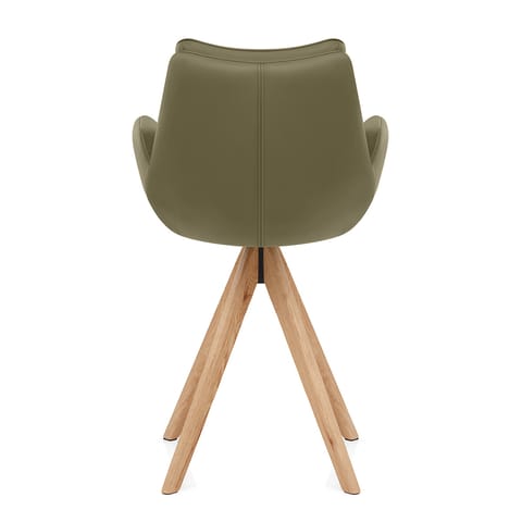 Madrid Real Leather Wooden Stool Green