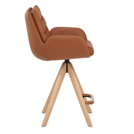 Madrid Real Leather Wooden Stool Tan