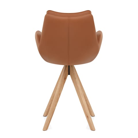 Madrid Real Leather Wooden Stool Tan
