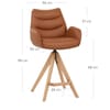 Madrid Real Leather Wooden Stool Tan