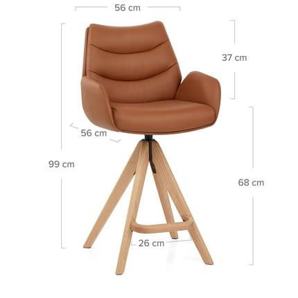 Madrid Real Leather Wooden Stool Tan Dimensions