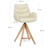 Madrid Real Leather Wooden Stool Cream