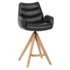 Madrid Real Leather Wooden Stool Black