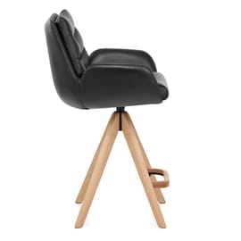 Madrid Real Leather Wooden Stool Black