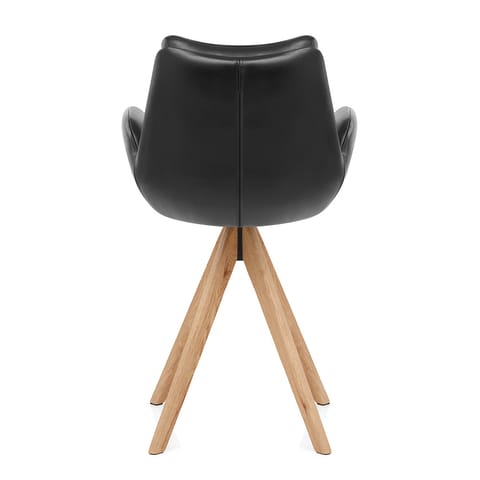 Madrid Real Leather Wooden Stool Black