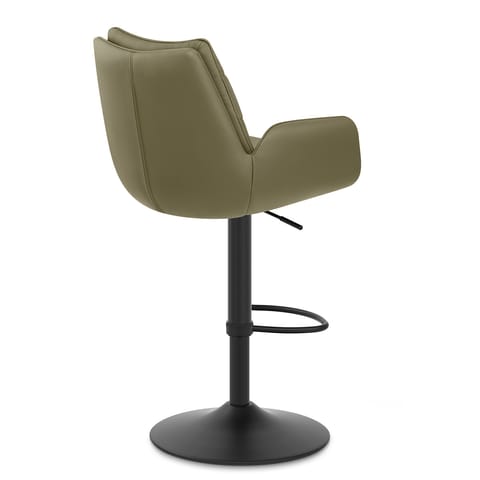 Madrid Real Leather Gas Lift Stool Green