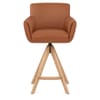 Rome Real Leather Wooden Stool Tan