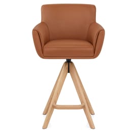 Rome Real Leather Wooden Stool Tan