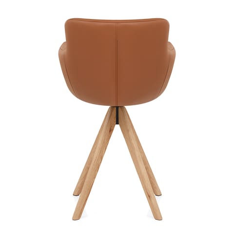 Rome Real Leather Wooden Stool Tan