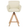 Rome Real Leather Wooden Stool Cream