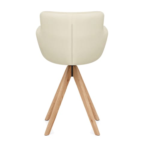 Rome Real Leather Wooden Stool Cream