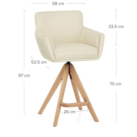 Rome Real Leather Wooden Stool Cream