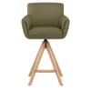 Rome Real Leather Wooden Stool Green