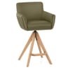 Rome Real Leather Wooden Stool Green