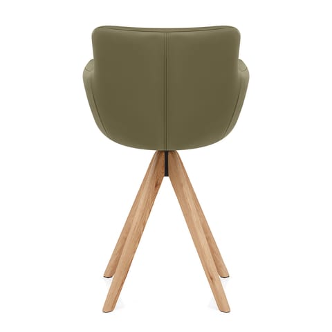 Rome Real Leather Wooden Stool Green