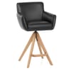 Rome Real Leather Wooden Stool Black