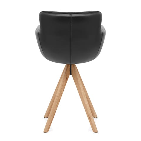 Rome Real Leather Wooden Stool Black