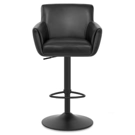Rome Real Leather Gas Lift Stool Black