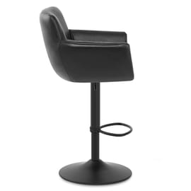 Rome Real Leather Gas Lift Stool Black