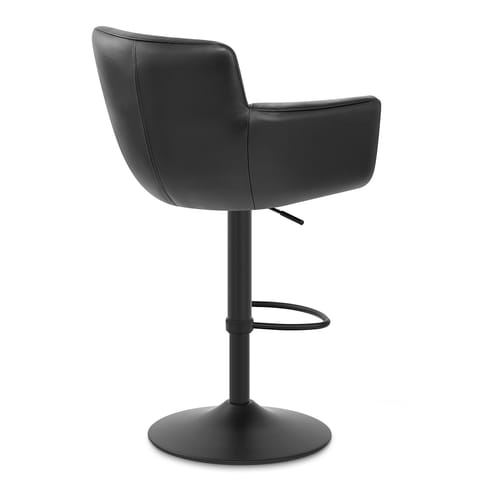 Rome Real Leather Gas Lift Stool Black