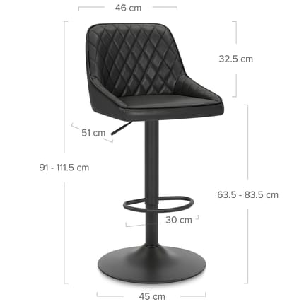 Melbourne Real Leather Stool Black Dimensions