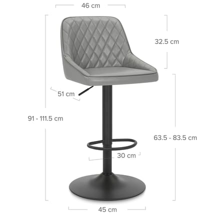 Melbourne Real Leather Stool Grey Dimensions