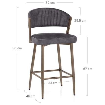 Lusso Bar Stool Black Velvet Dimensions