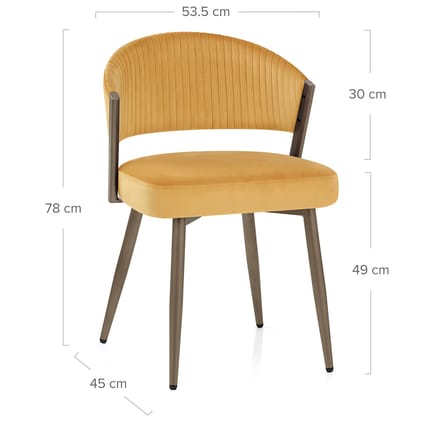 Lusso Dining Chair Gold Velvet Dimensions